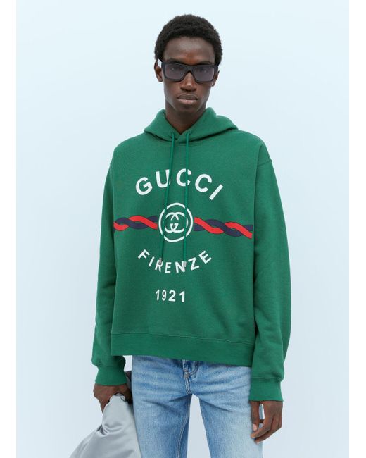 Gucci Green Interlocking G Torchon Hooded Sweatshirt for men