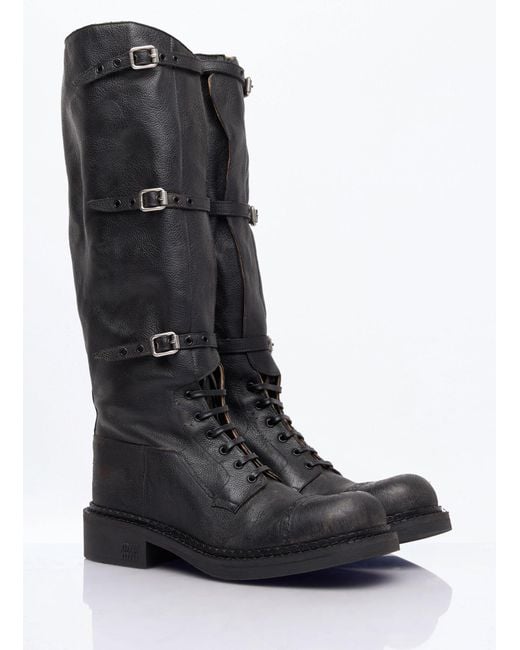 Miu Miu Black High Leather Boots
