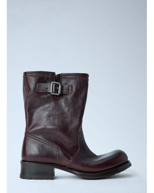 Prada Brown Leather Mid-Calf Boots