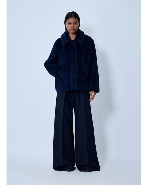 Max Mara Blue Wool-And-Silk-Blend Coat