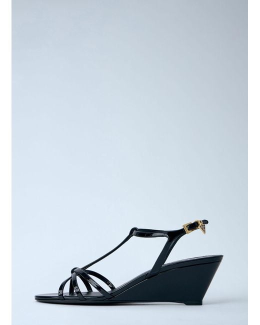 Prada Blue Strappy Wedge Sandals