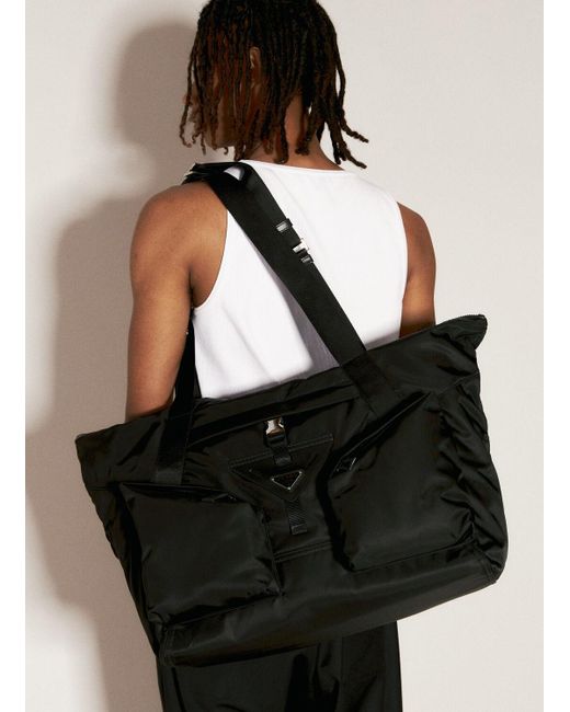 Prada Black Re-nylon And Leather Travel Bag for men