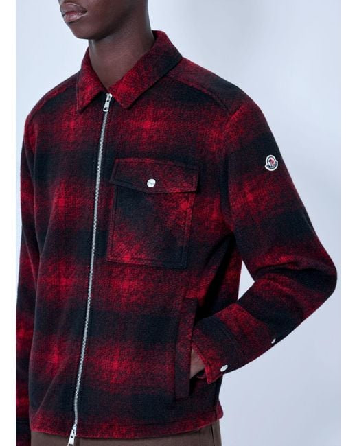Moncler Red Checked Zip-Front Jacket for men