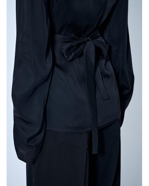 Rick Owens Blue Laura Satin Wrap Top