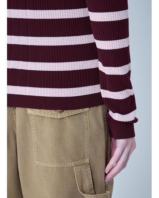 Moncler Blue Ribbed Knit Striped Cardigan