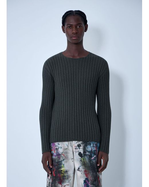Acne Gray Cotton Rib Sweater for men