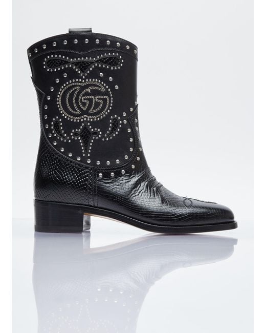 Gucci Black Boot With Double G And Studs