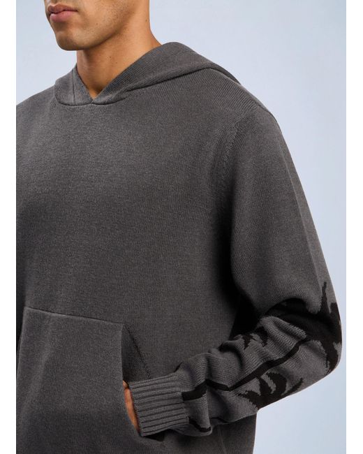 Palm Angels Black Back Palms Knit Hooded Sweatshirt for men