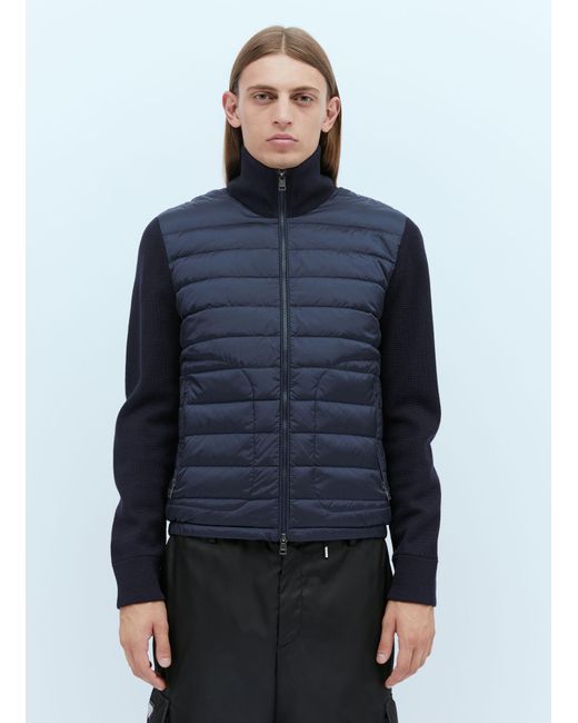 Moncler Blue Logo Patch Zip-Up Cardigan for men