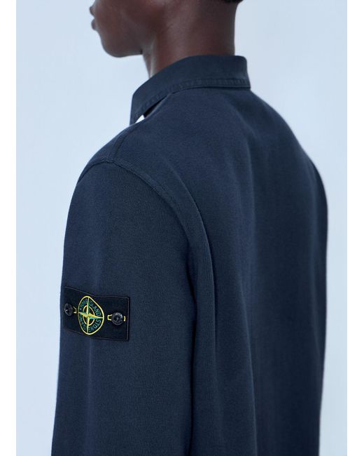 Stone Island Blue Long Sleeve Polo Shirt for men