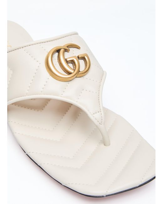 Gucci White Double G Thong Slide