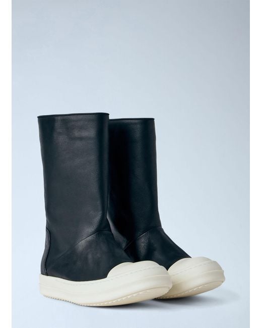 Rick Owens Blue Tower High Leather Boots