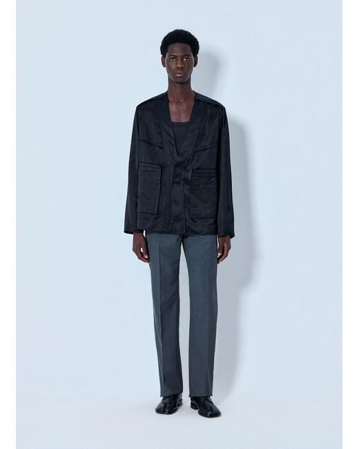 Maison Margiela Blue Buttoned Jacket With Patch Pockets for men