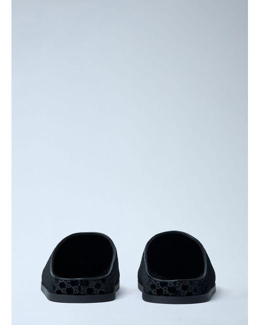 Gucci Black Velvet Horsebit Mules