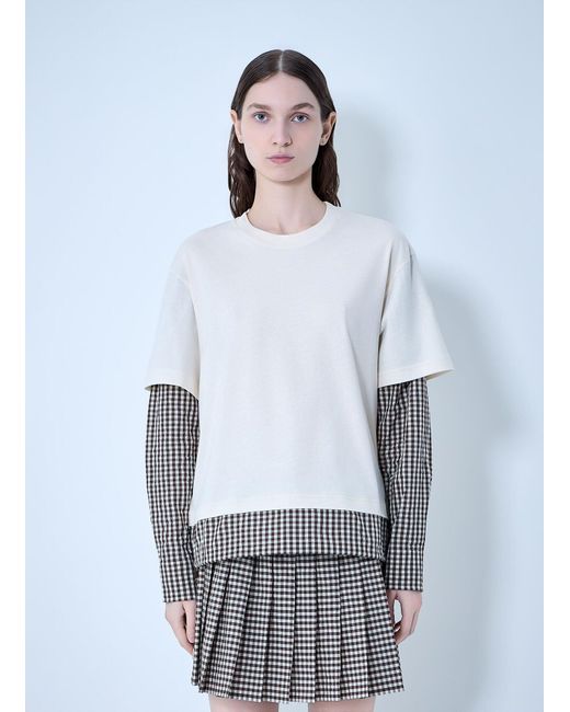 Moncler White Layered Check T-Shirt
