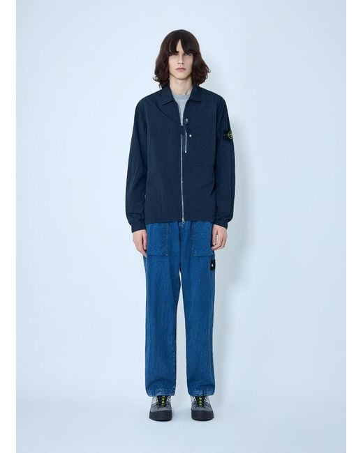 Stone Island Blue Zip-Front Jacket for men