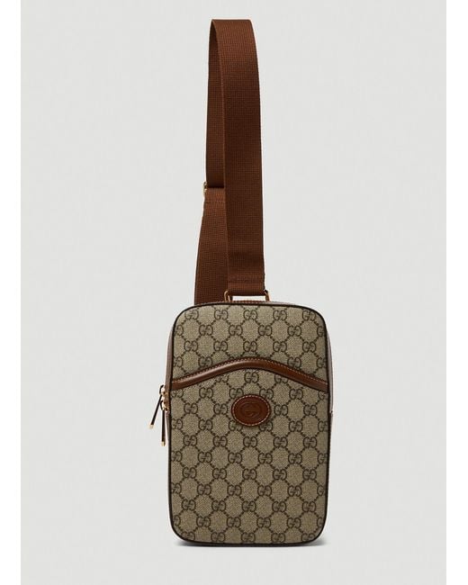 Gucci Brown GG Supreme Sling Crossbody Bag for men