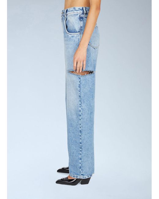 Maison Margiela Blue High-Rise Distressed Denim Jeans