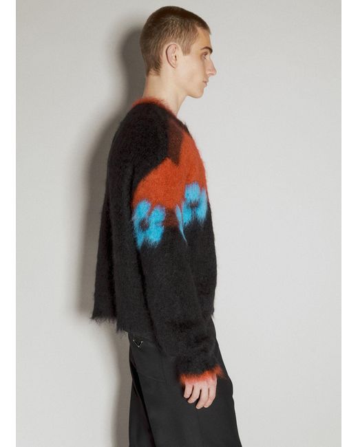 Marni Gray Mohair Flower Sweater for men