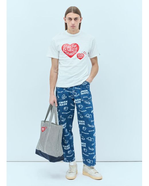 Human Made Blue Printed Jeans for men
