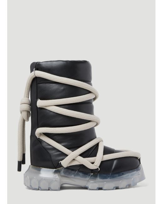 Rick Owens Black Lunar Tractor Padded Leather Boots