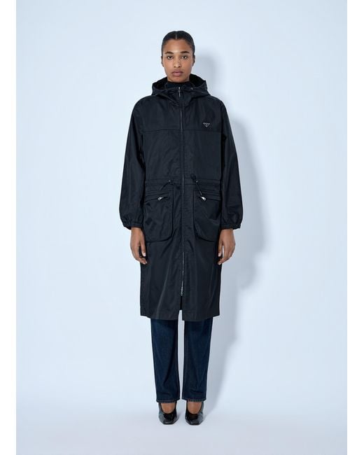 Prada Blue Re-Nylon Drawstring Coat