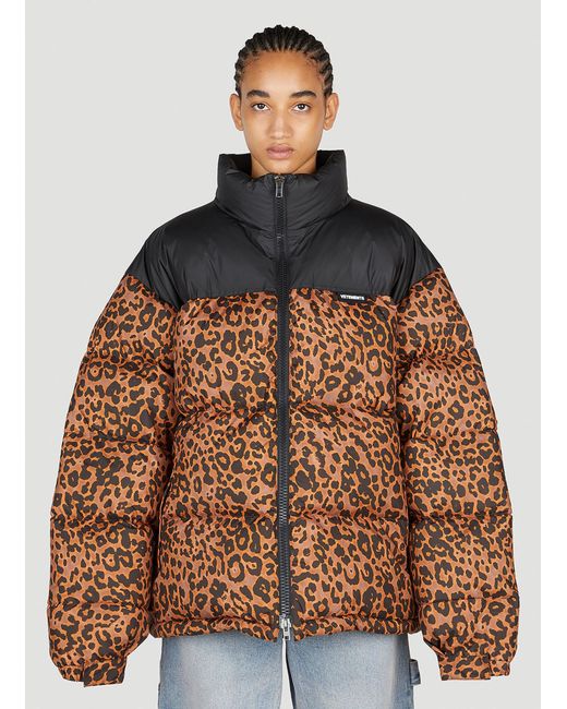 Vetements Brown Leopard Print Puffer Jacket