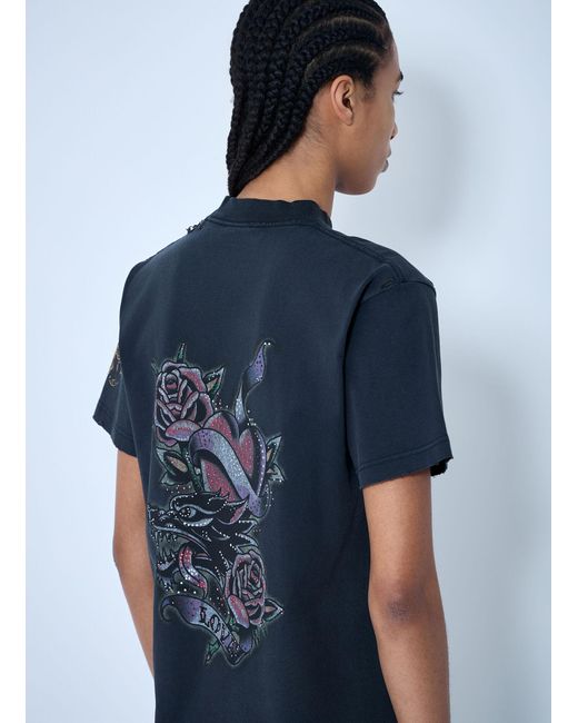 Balenciaga Blue Tacky Tattoo Logo Motif T-Shirt