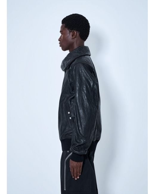 Rick Owens Blue Dracuflight Hammered Leather Jacket for men