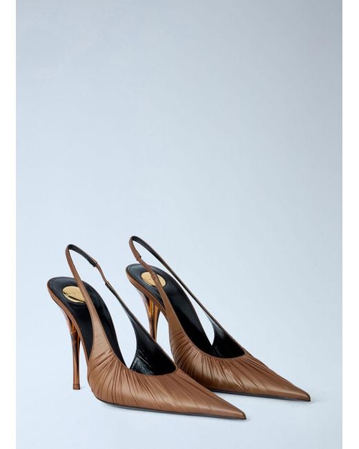 Saint Laurent White Slingback Stiletto Heels