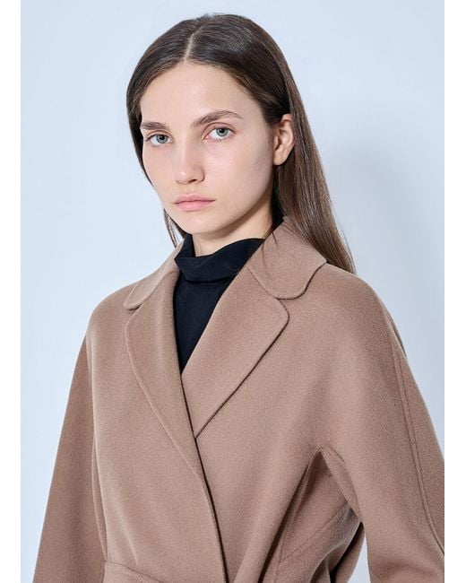 Max Mara Blue Belted Wool Blend Coat