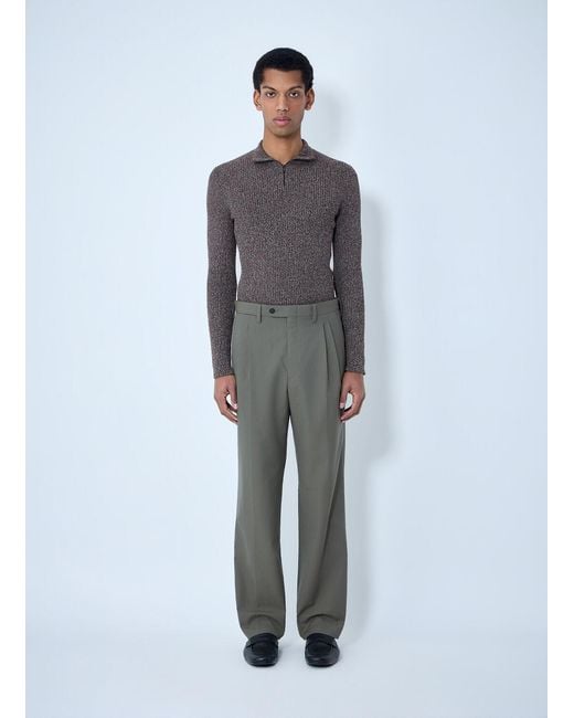 Prada Gray High Neck Zip Sweater for men