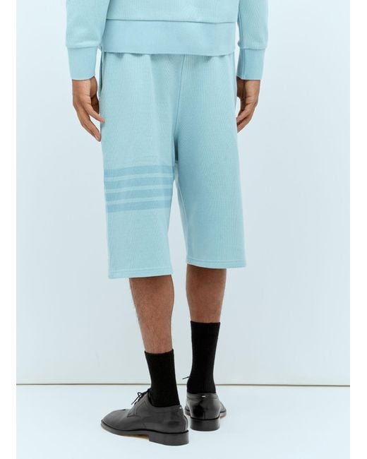 Thom Browne Blue Knit Track Shorts for men