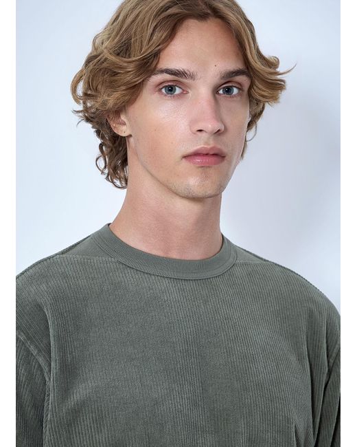 Stone Island Gray Corduroy Logo Patch Sweatshirt for men