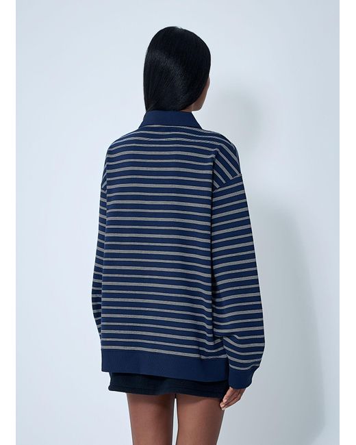 Miu Miu Blue Striped Zip-Up Polo Shirt