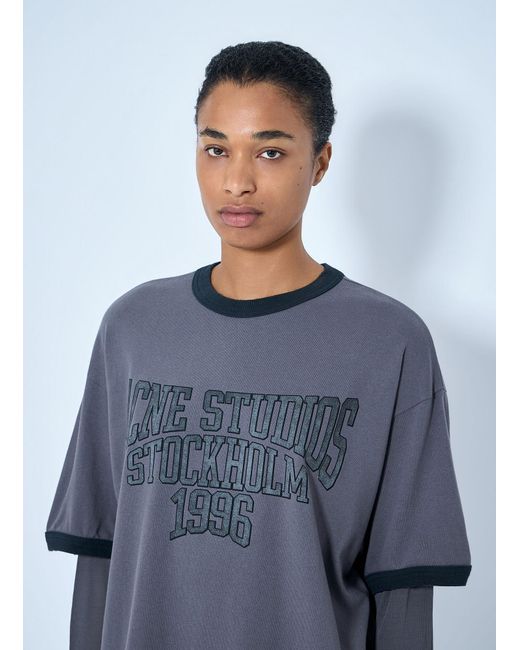 Acne Blue Layered Graphic T-Shirt