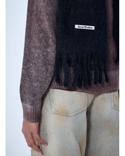 Acne Blue Fringed Wool Scarf for men