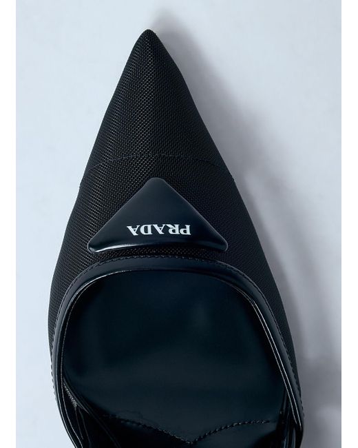 Prada Blue Logo Plaque Pointed Heels