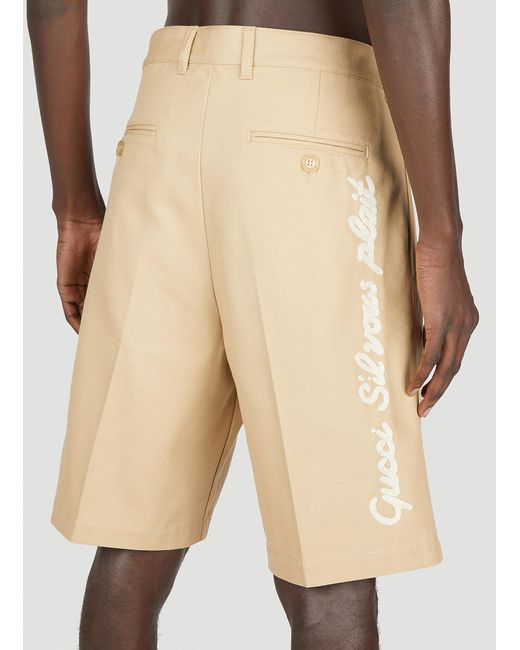 Gucci Natural Folded Pleat Shorts for men
