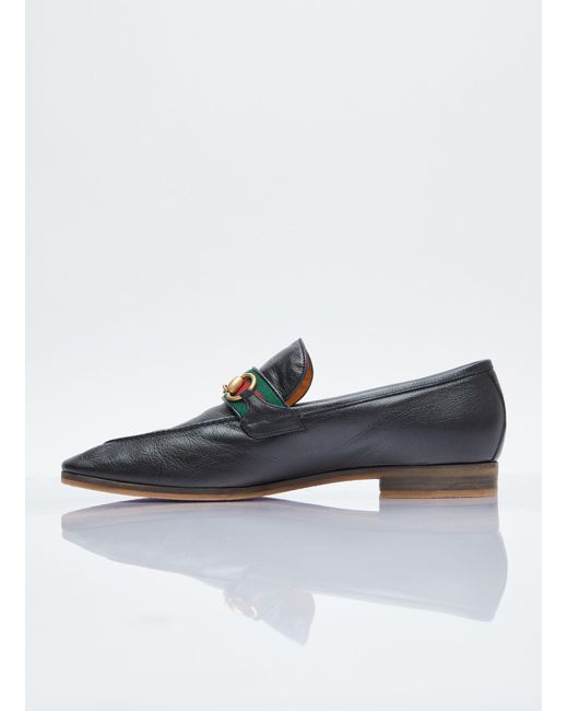 Gucci Black Horsebit Web Loafers for men
