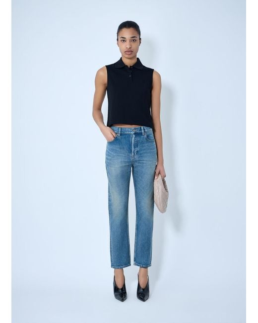 Saint Laurent Blue 90S High-Rise Cropped Slim Jeans