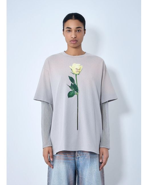 Acne Gray Layered Graphic T-Shirt