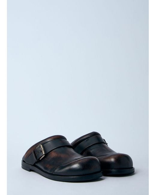 Acne Black Leather Buckle Mules