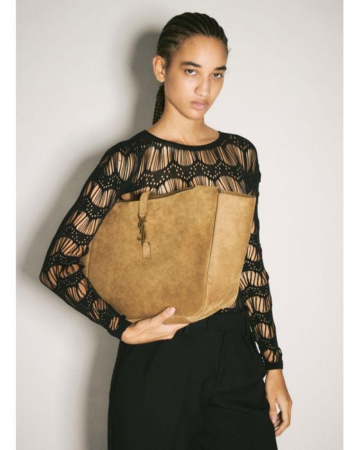 Saint Laurent Le 5 À 7 Bea Suede Shoulder Bag in Natural | Lyst