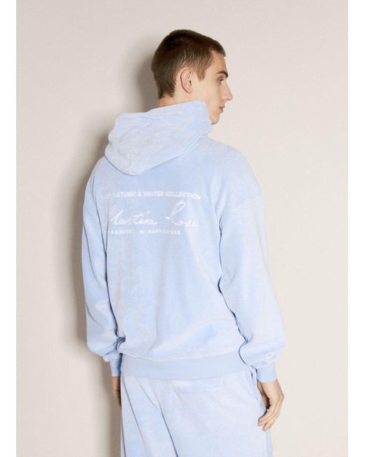 Martine Rose Blue Terry Cloth Hooded Sweatshirt for men