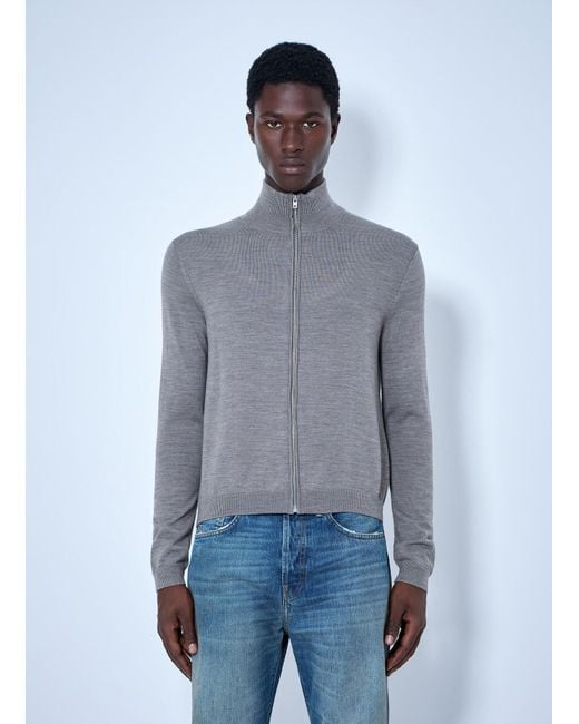 Acne Blue Zip-Up Bow Logo Cardigan for men
