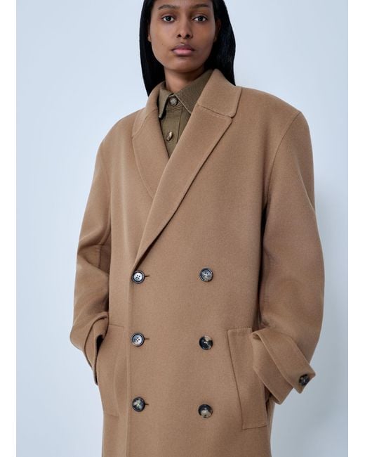 Saint Laurent White Brushed Cashmere-And-Wool-Blend Coat