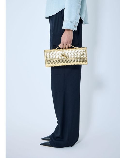 Bottega Veneta Blue Long Andiamo Clutch