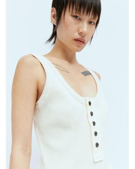 Bottega Veneta White Raised Placket Tank Top