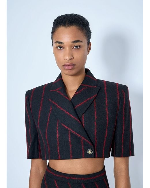 Vivienne Westwood Blue Cut Off One Button Blazer
